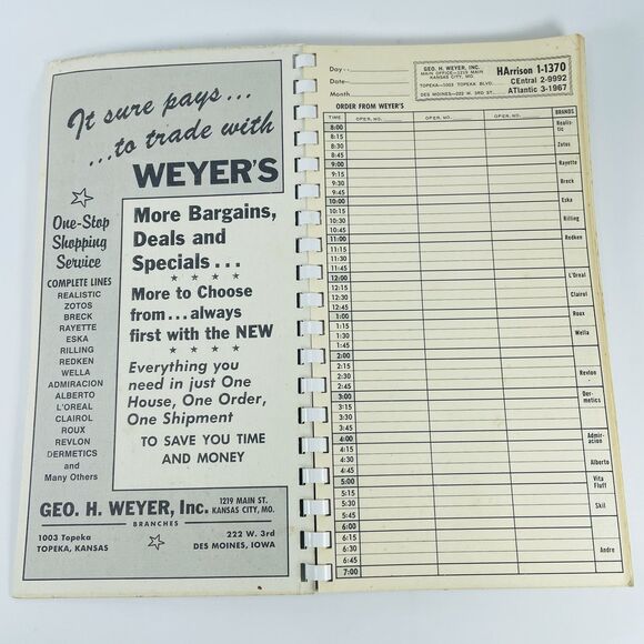 Salon Appointment Book Schedule Reservation VTG Beauty Shop Decor Geo H Weyer - Picture 4 of 10